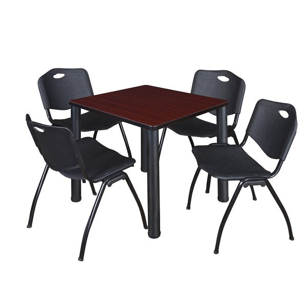 Square Tables > Breakroom Tables > Kee Square Table & Chair Sets, 30 W, 30 L, 29 H, Mahogany