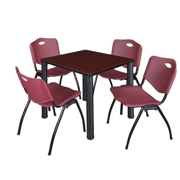 Square Tables > Breakroom Tables > Kee Square Table & Chair Sets, 30 W, 30 L, 29 H, Mahogany