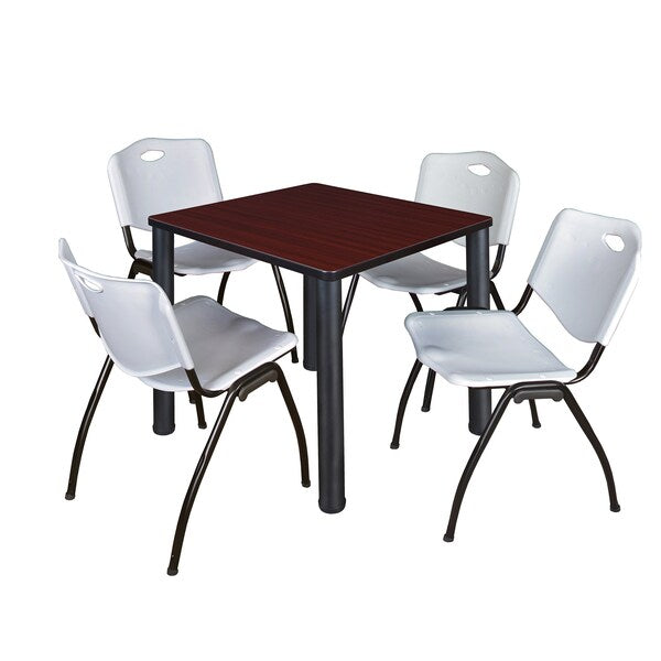 Square Tables > Breakroom Tables > Kee Square Table & Chair Sets, 30 W, 30 L, 29 H, Mahogany
