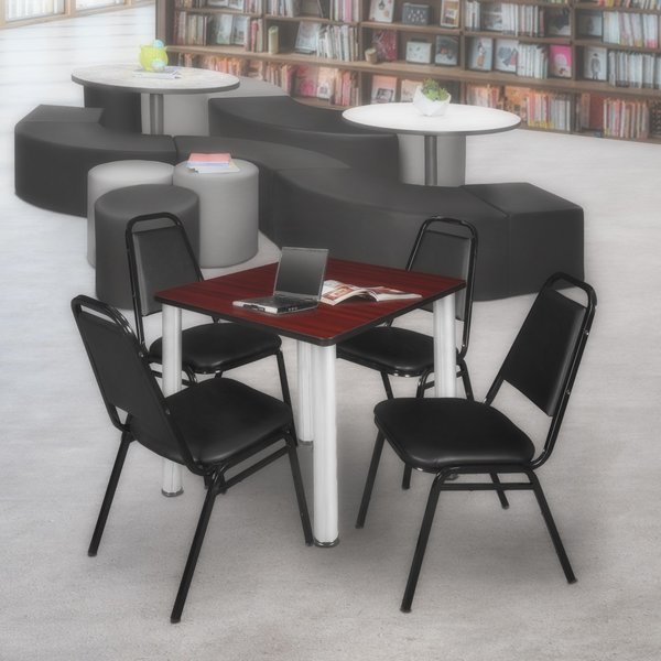 Square Tables > Breakroom Tables > Kee Square Table & Chair Sets, 30 W, 30 L, 29 H, Mahogany