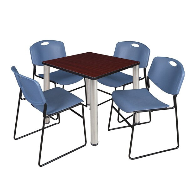 Square Tables > Breakroom Tables > Kee Square Table & Chair Sets, 30 W, 30 L, 29 H, Mahogany