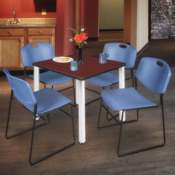 Square Tables > Breakroom Tables > Kee Square Table & Chair Sets, 30 W, 30 L, 29 H, Mahogany