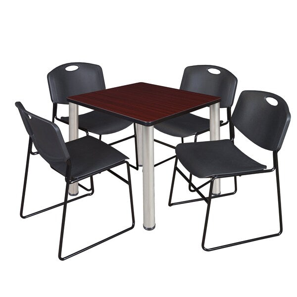 Square Tables > Breakroom Tables > Kee Square Table & Chair Sets, 30 W, 30 L, 29 H, Mahogany