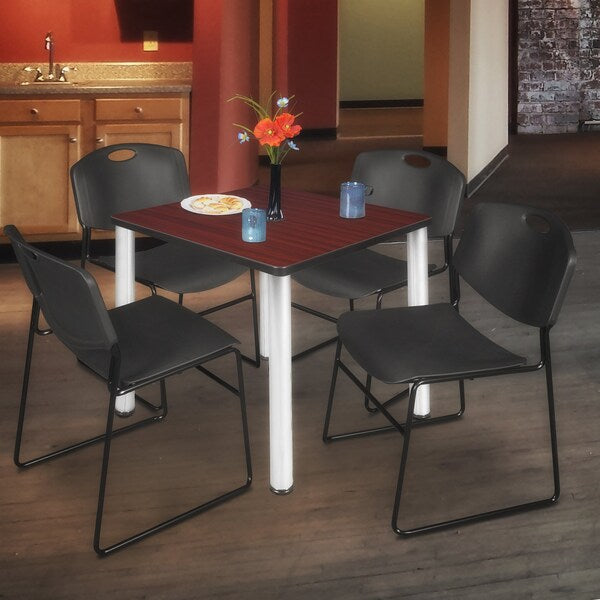 Square Tables > Breakroom Tables > Kee Square Table & Chair Sets, 30 W, 30 L, 29 H, Mahogany