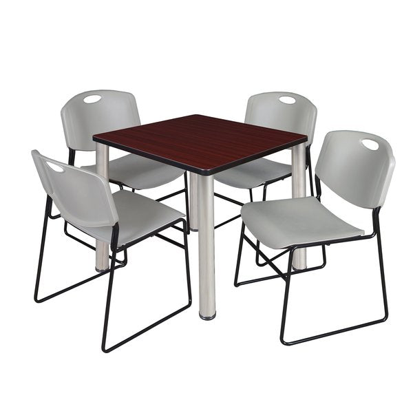 Square Tables > Breakroom Tables > Kee Square Table & Chair Sets, 30 W, 30 L, 29 H, Mahogany