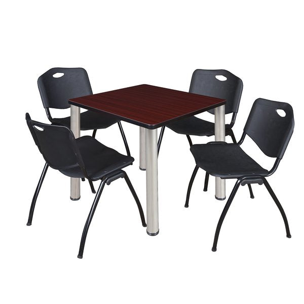Square Tables > Breakroom Tables > Kee Square Table & Chair Sets, 30 W, 30 L, 29 H, Mahogany