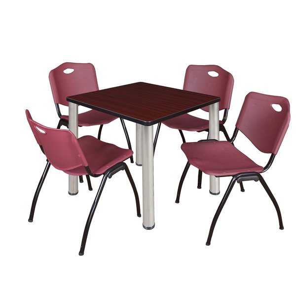 Square Tables > Breakroom Tables > Kee Square Table & Chair Sets, 30 W, 30 L, 29 H, Mahogany