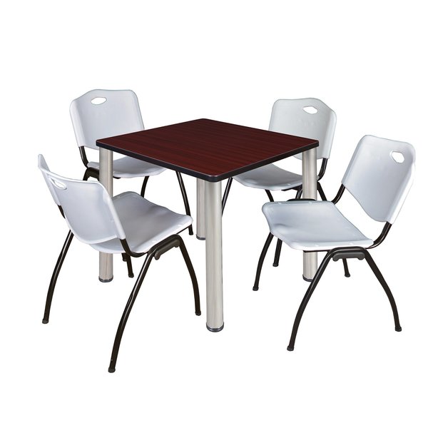 Square Tables > Breakroom Tables > Kee Square Table & Chair Sets, 30 W, 30 L, 29 H, Mahogany