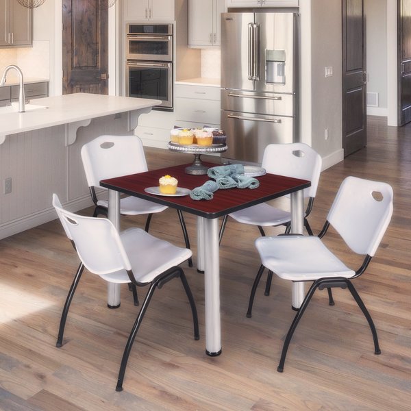 Square Tables > Breakroom Tables > Kee Square Table & Chair Sets, 30 W, 30 L, 29 H, Mahogany