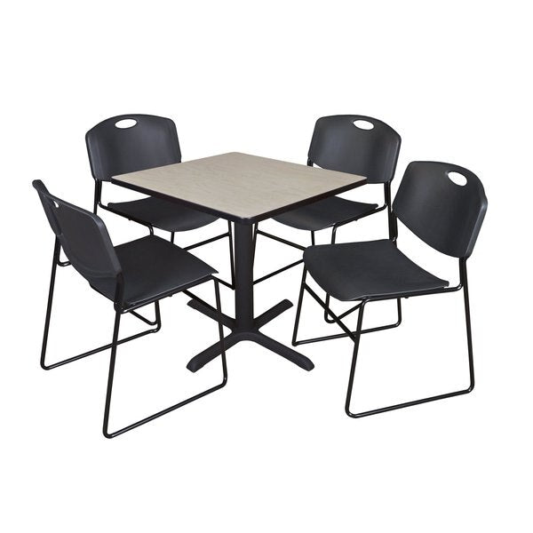 Square Tables > Breakroom Tables > Cain Square Table & Chair Sets, 30 W, 30 L, 29 H, Maple