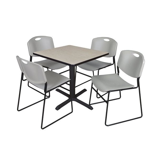 Square Tables > Breakroom Tables > Cain Square Table & Chair Sets, 30 W, 30 L, 29 H, Maple