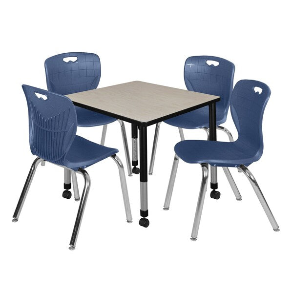 Tables > Height Adjustable > Square Mobile Table & Chair Sets, 30 X 30 X 23-34