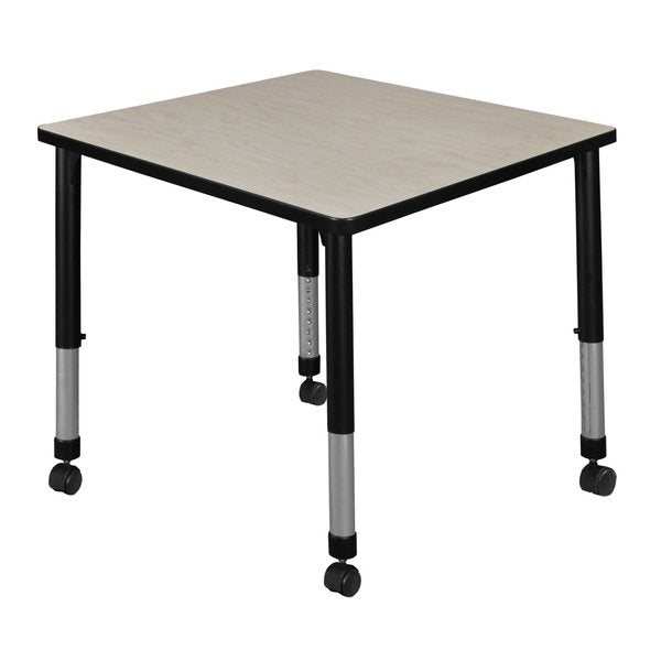 Tables > Height Adjustable > Square Mobile Tables, 30 X 30 X 23-34, Wood|Metal Top