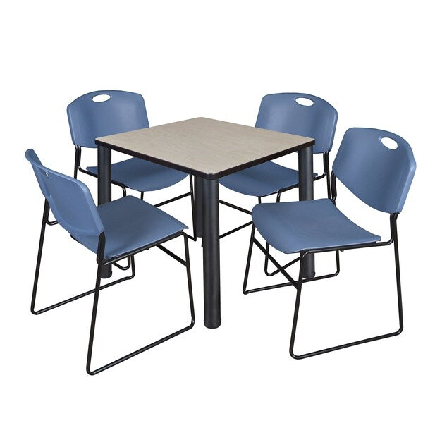 Square Tables > Breakroom Tables > Kee Square Table & Chair Sets, 30 W, 30 L, 29 H, Maple