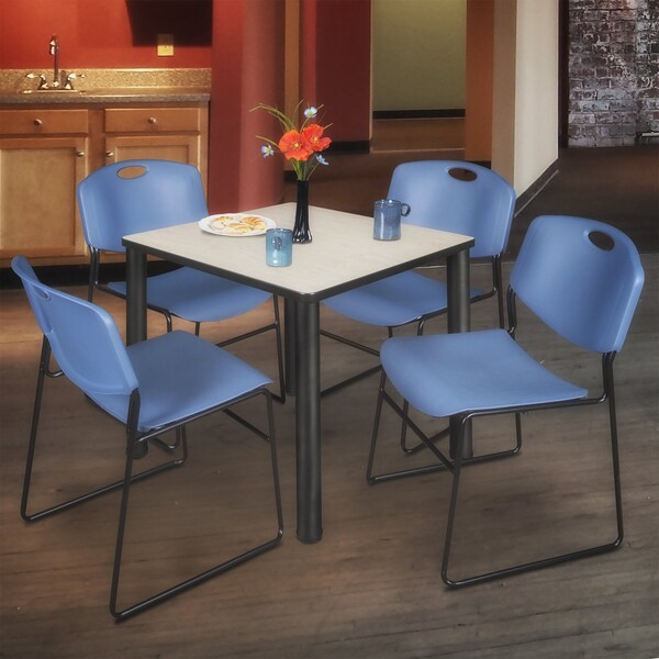 Square Tables > Breakroom Tables > Kee Square Table & Chair Sets, 30 W, 30 L, 29 H, Maple