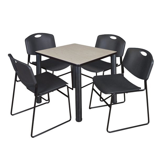 Square Tables > Breakroom Tables > Kee Square Table & Chair Sets, 30 W, 30 L, 29 H, Maple