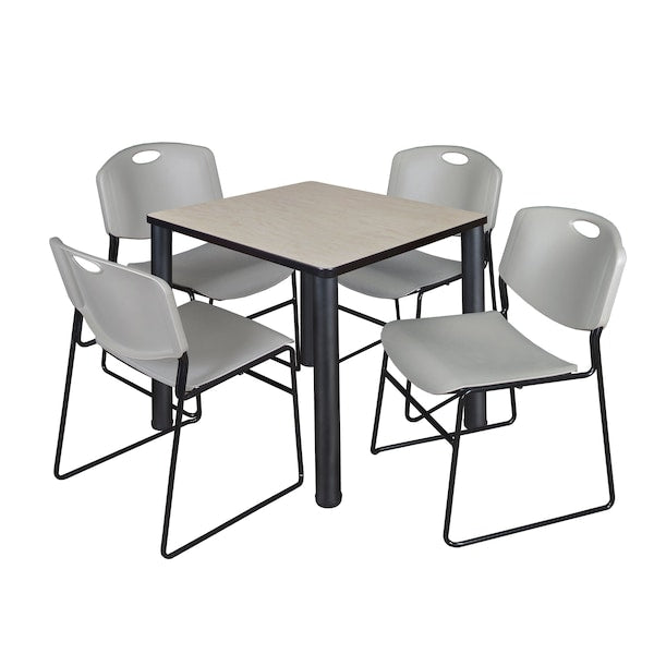 Square Tables > Breakroom Tables > Kee Square Table & Chair Sets, 30 W, 30 L, 29 H, Maple
