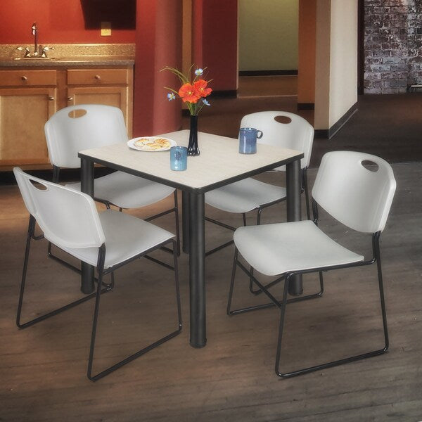 Square Tables > Breakroom Tables > Kee Square Table & Chair Sets, 30 W, 30 L, 29 H, Maple