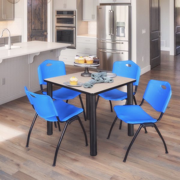 Square Tables > Breakroom Tables > Kee Square Table & Chair Sets, 30 W, 30 L, 29 H, Maple