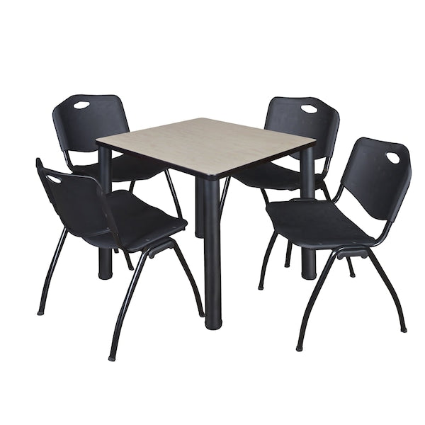 Square Tables > Breakroom Tables > Kee Square Table & Chair Sets, 30 W, 30 L, 29 H, Maple