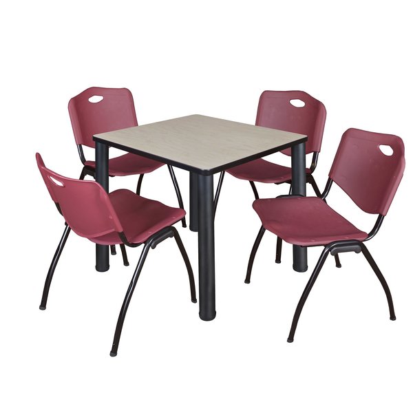 Square Tables > Breakroom Tables > Kee Square Table & Chair Sets, 30 W, 30 L, 29 H, Maple