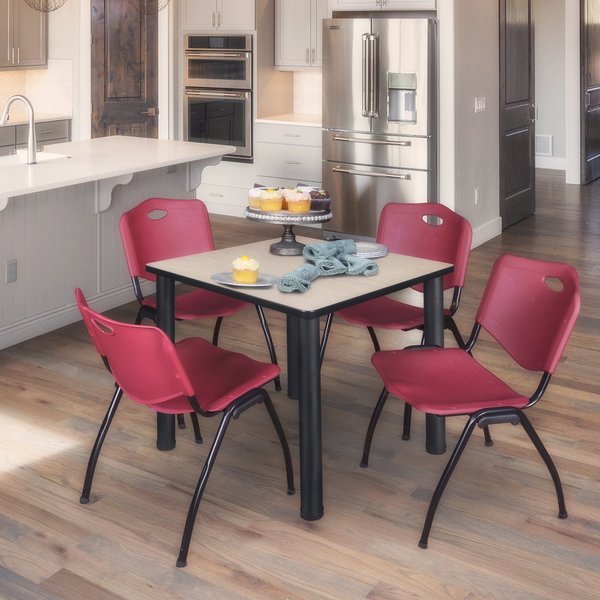 Square Tables > Breakroom Tables > Kee Square Table & Chair Sets, 30 W, 30 L, 29 H, Maple