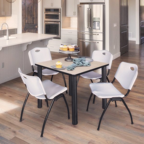 Square Tables > Breakroom Tables > Kee Square Table & Chair Sets, 30 W, 30 L, 29 H, Maple