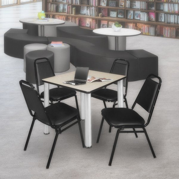 Square Tables > Breakroom Tables > Kee Square Table & Chair Sets, 30 W, 30 L, 29 H, Maple