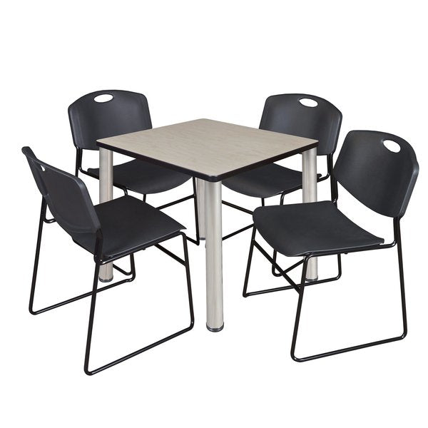 Square Tables > Breakroom Tables > Kee Square Table & Chair Sets, 30 W, 30 L, 29 H, Maple