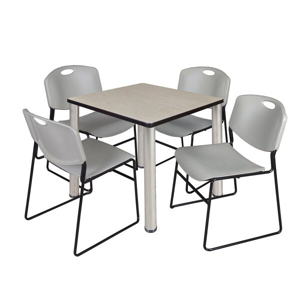 Square Tables > Breakroom Tables > Kee Square Table & Chair Sets, 30 W, 30 L, 29 H, Maple