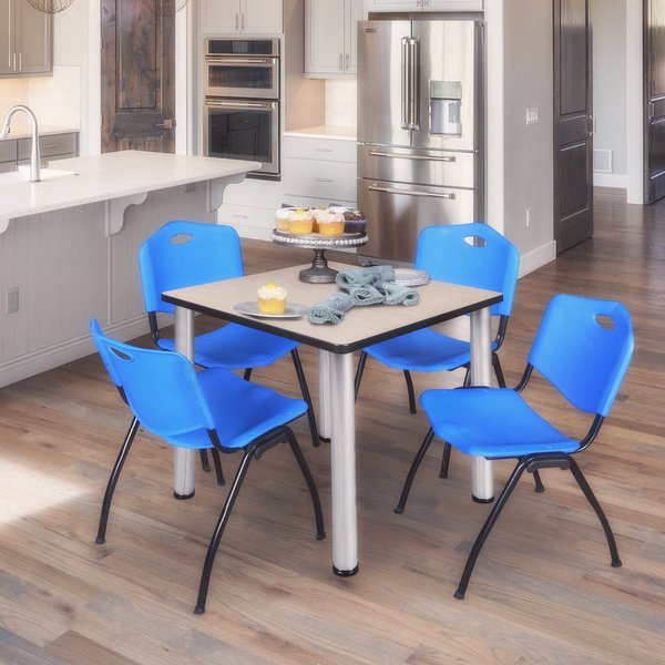 Square Tables > Breakroom Tables > Kee Square Table & Chair Sets, 30 W, 30 L, 29 H, Maple