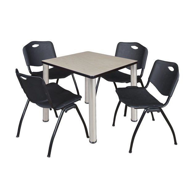 Square Tables > Breakroom Tables > Kee Square Table & Chair Sets, 30 W, 30 L, 29 H, Maple