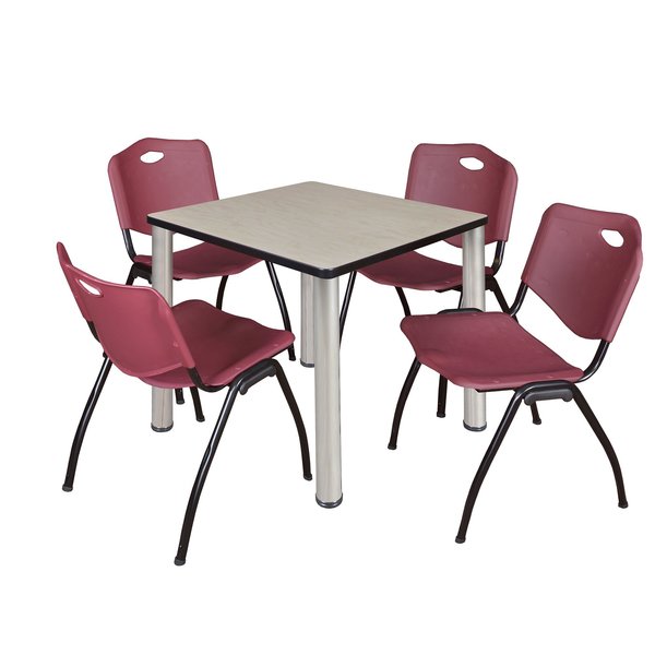 Square Tables > Breakroom Tables > Kee Square Table & Chair Sets, 30 W, 30 L, 29 H, Maple
