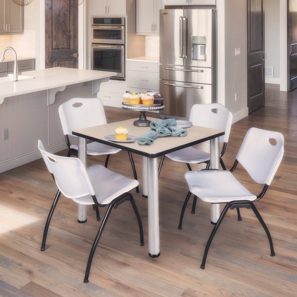 Square Tables > Breakroom Tables > Kee Square Table & Chair Sets, 30 W, 30 L, 29 H, Maple