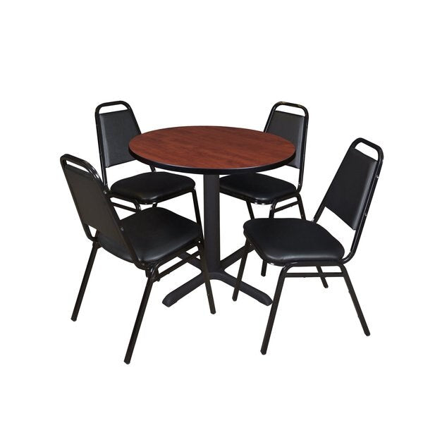 Round Tables > Breakroom Tables > Cain Round Table & Chair Sets, 30 W, 30 L, 29 H, Cherry