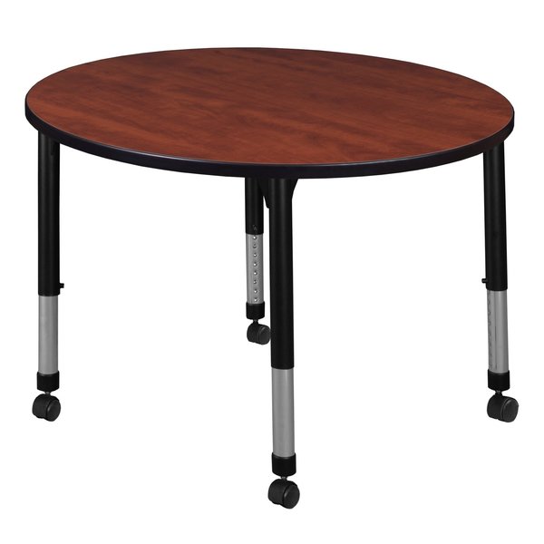 Tables > Height Adjustable > Round Mobile Tables, 30 X 30 X 23-34, Wood|Metal Top