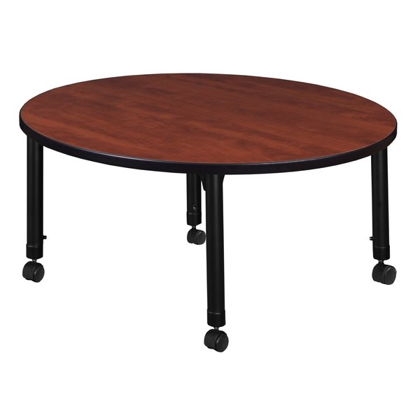 Tables > Height Adjustable > Round Mobile Tables, 30 X 30 X 23-34, Wood|Metal Top