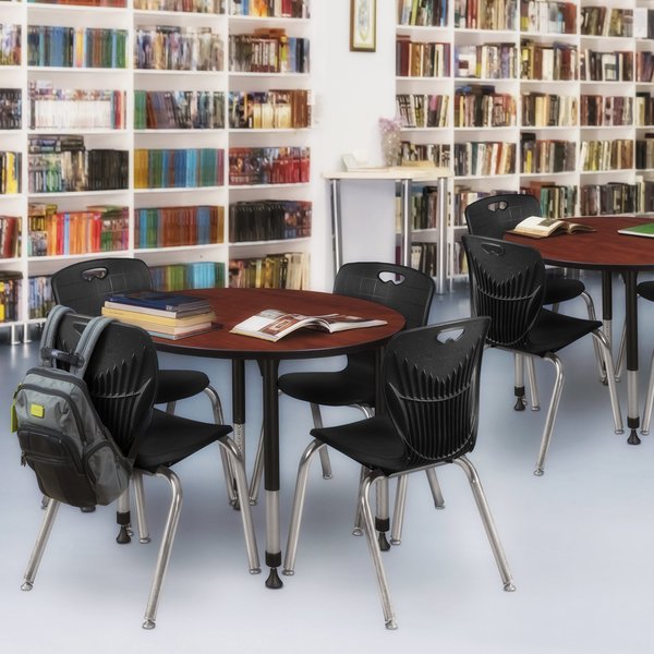 Tables > Height Adjustable > Round Mobile Tables, 30 X 30 X 23-34, Wood|Metal Top