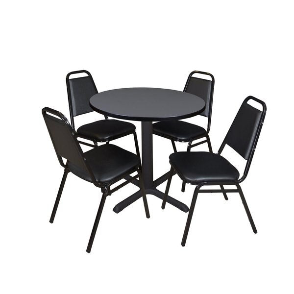 Round Tables > Breakroom Tables > Cain Round Table & Chair Sets, 30 W, 30 L, 29 H, Grey
