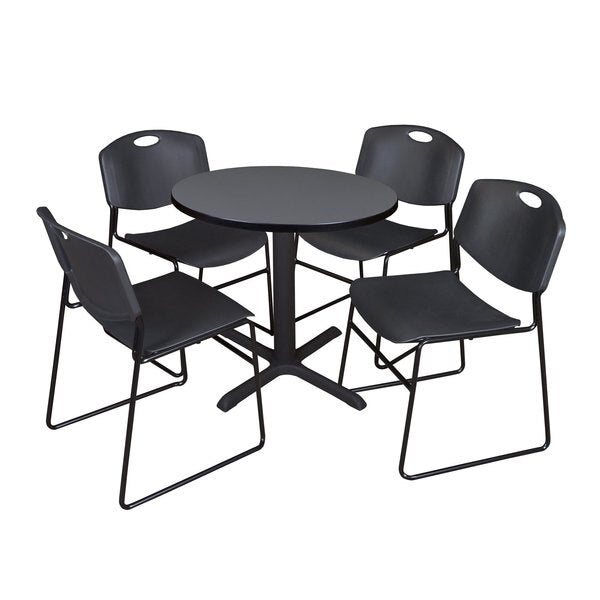 Round Tables > Breakroom Tables > Cain Round Table & Chair Sets, 30 W, 30 L, 29 H, Grey