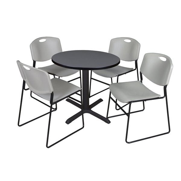 Round Tables > Breakroom Tables > Cain Round Table & Chair Sets, 30 W, 30 L, 29 H, Grey
