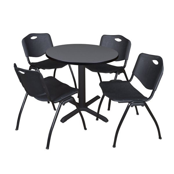 Round Tables > Breakroom Tables > Cain Round Table & Chair Sets, 30 W, 30 L, 29 H, Grey
