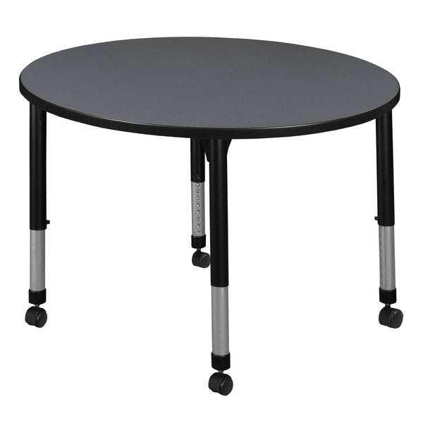 Tables > Height Adjustable > Round Mobile Tables, 30 X 30 X 23-34, Wood|Metal Top