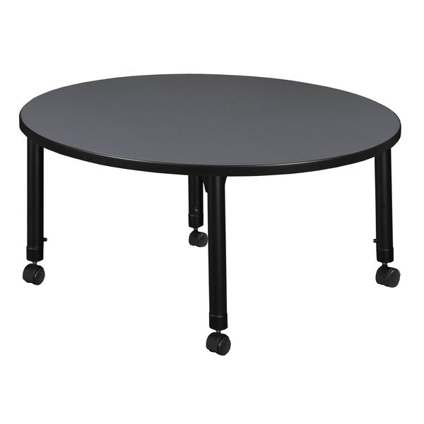 Tables > Height Adjustable > Round Mobile Tables, 30 X 30 X 23-34, Wood|Metal Top