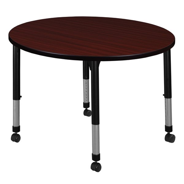 Tables > Height Adjustable > Round Mobile Tables, 30 X 30 X 23-34, Wood|Metal Top