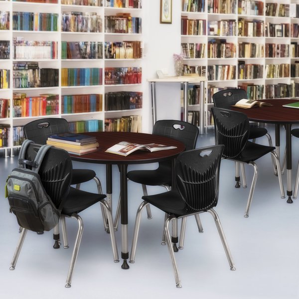 Tables > Height Adjustable > Round Mobile Tables, 30 X 30 X 23-34, Wood|Metal Top