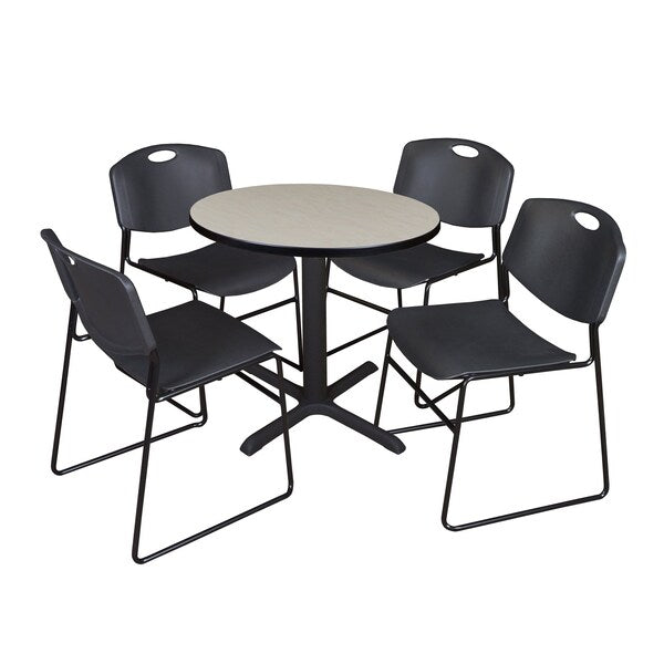 Round Tables > Breakroom Tables > Cain Round Table & Chair Sets, 30 W, 30 L, 29 H, Maple