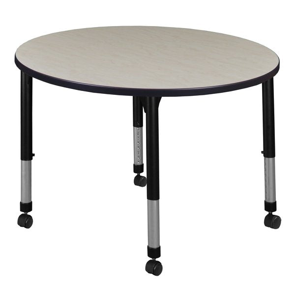 Tables > Height Adjustable > Round Mobile Tables, 30 X 30 X 23-34, Wood|Metal Top