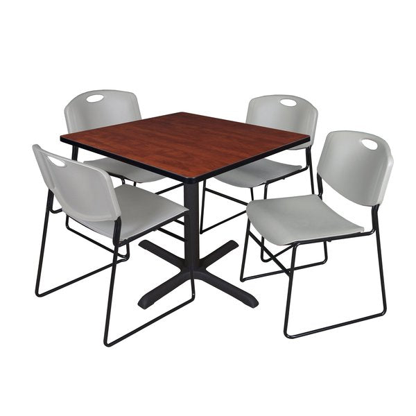 Square Tables > Breakroom Tables > Cain Square Table & Chair Sets, 36 W, 36 L, 29 H, Cherry