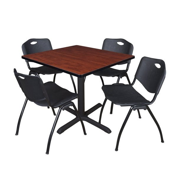 Square Tables > Breakroom Tables > Cain Square Table & Chair Sets, 36 W, 36 L, 29 H, Cherry